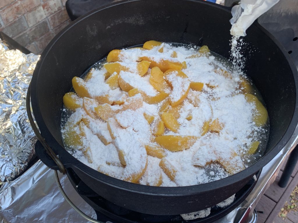 Cake mix over canned peaches