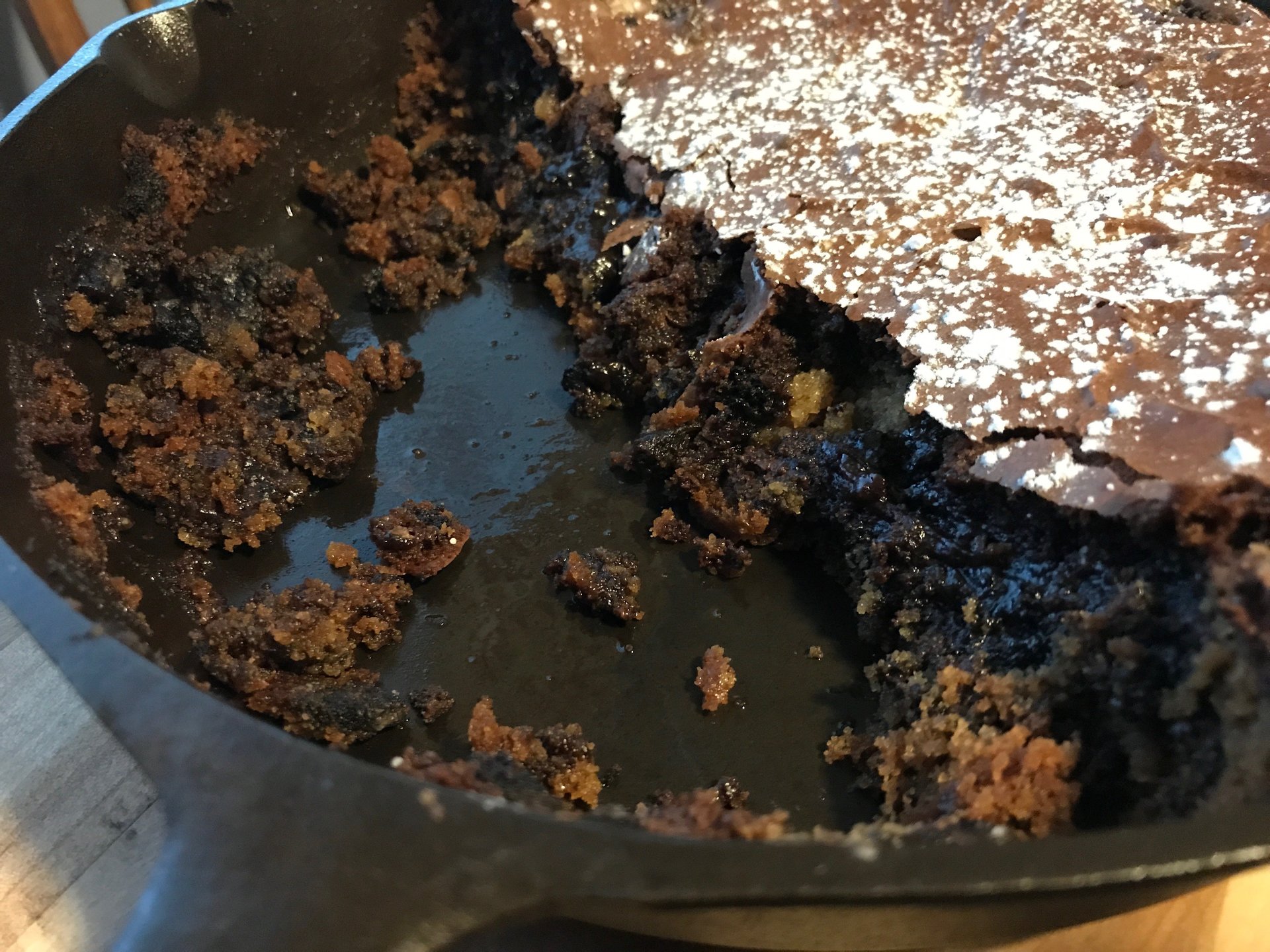 Original post image of Chocolate Chip Cookie Brownie in a skillet.