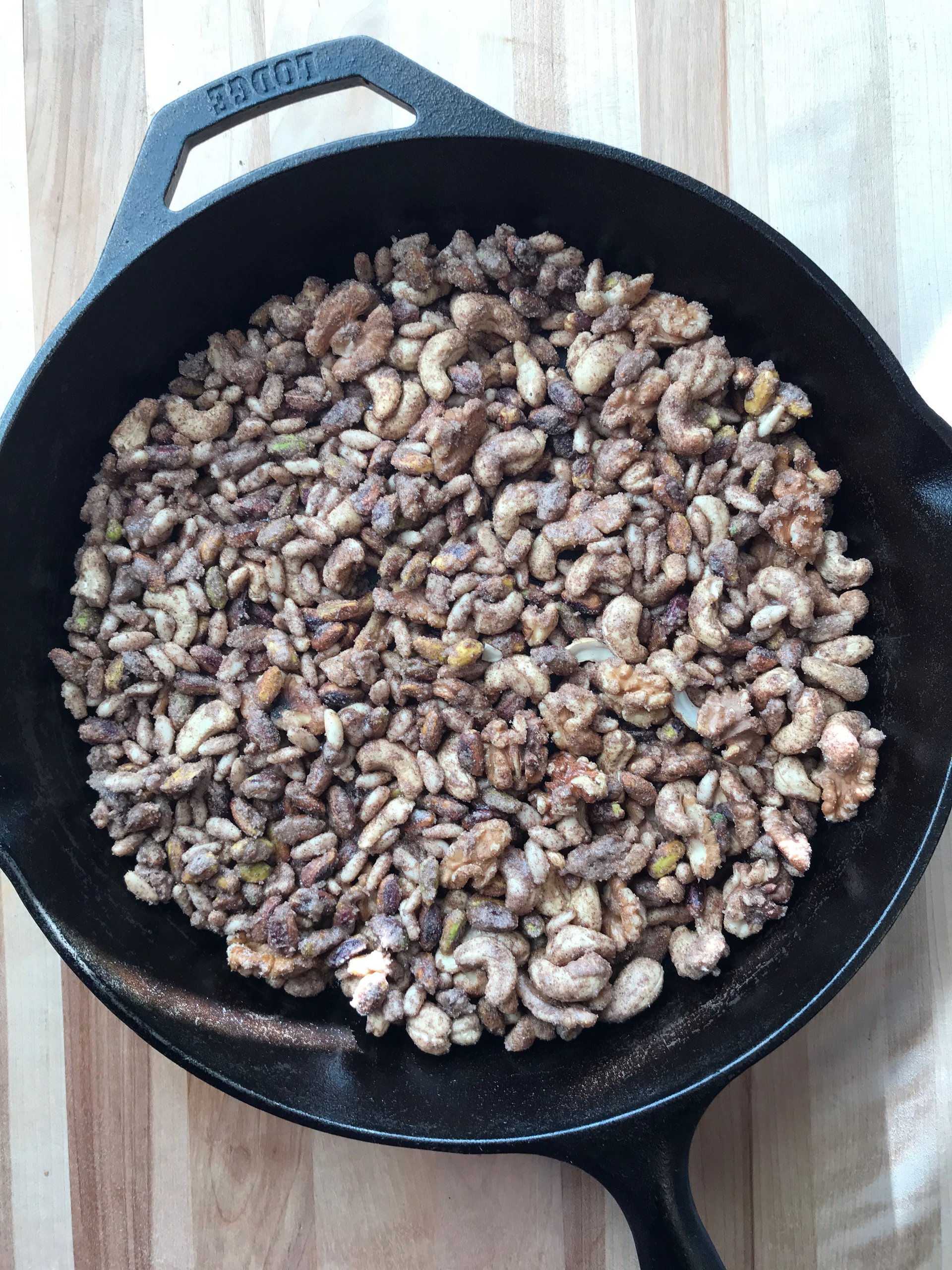 Cinnamon Ginger Skillet Roasted Nuts