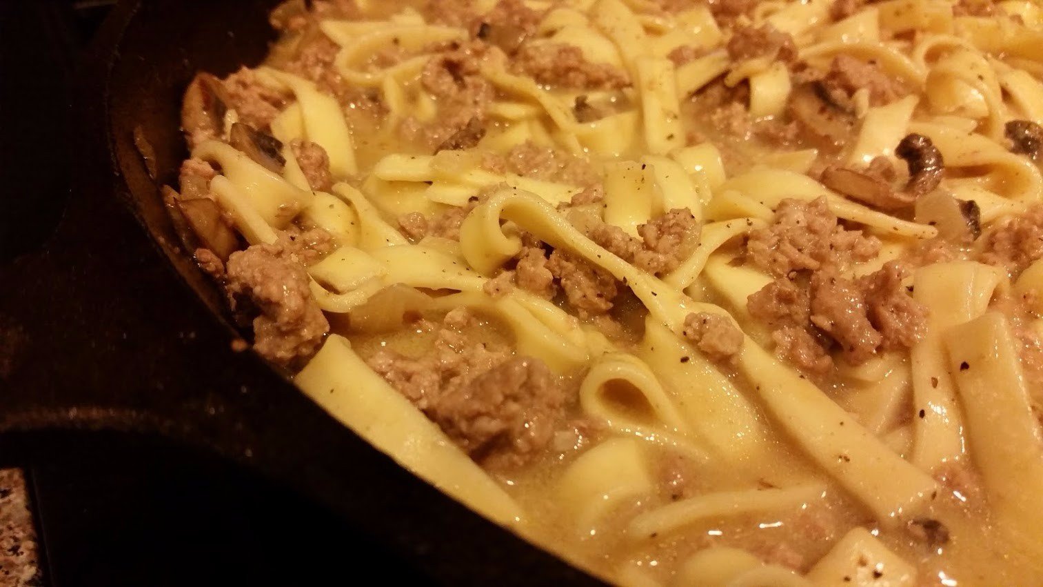 Skillet Ground Turkey Stroganoff