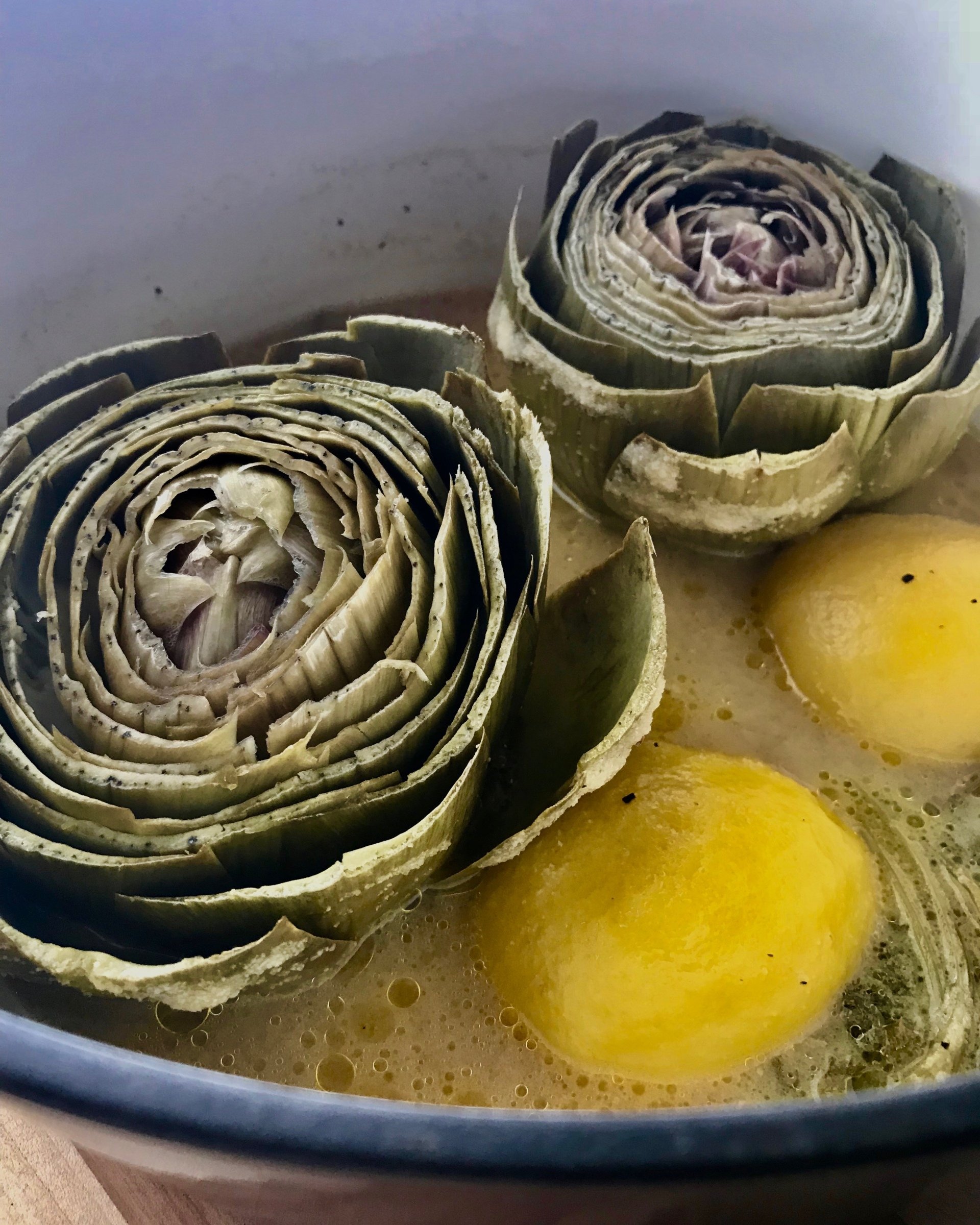 Dutch Oven Steamed Artichokes