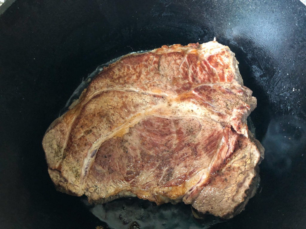 Perfectly seared roast in a dutch oven. 