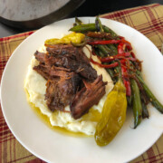 Mississippi Pot roast served with mashed potatoes.