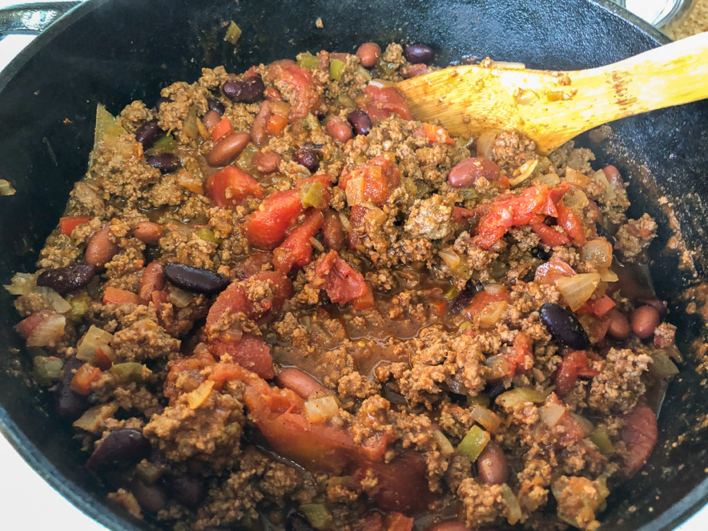 The Dutch Oven Awesome chili is simmering. 