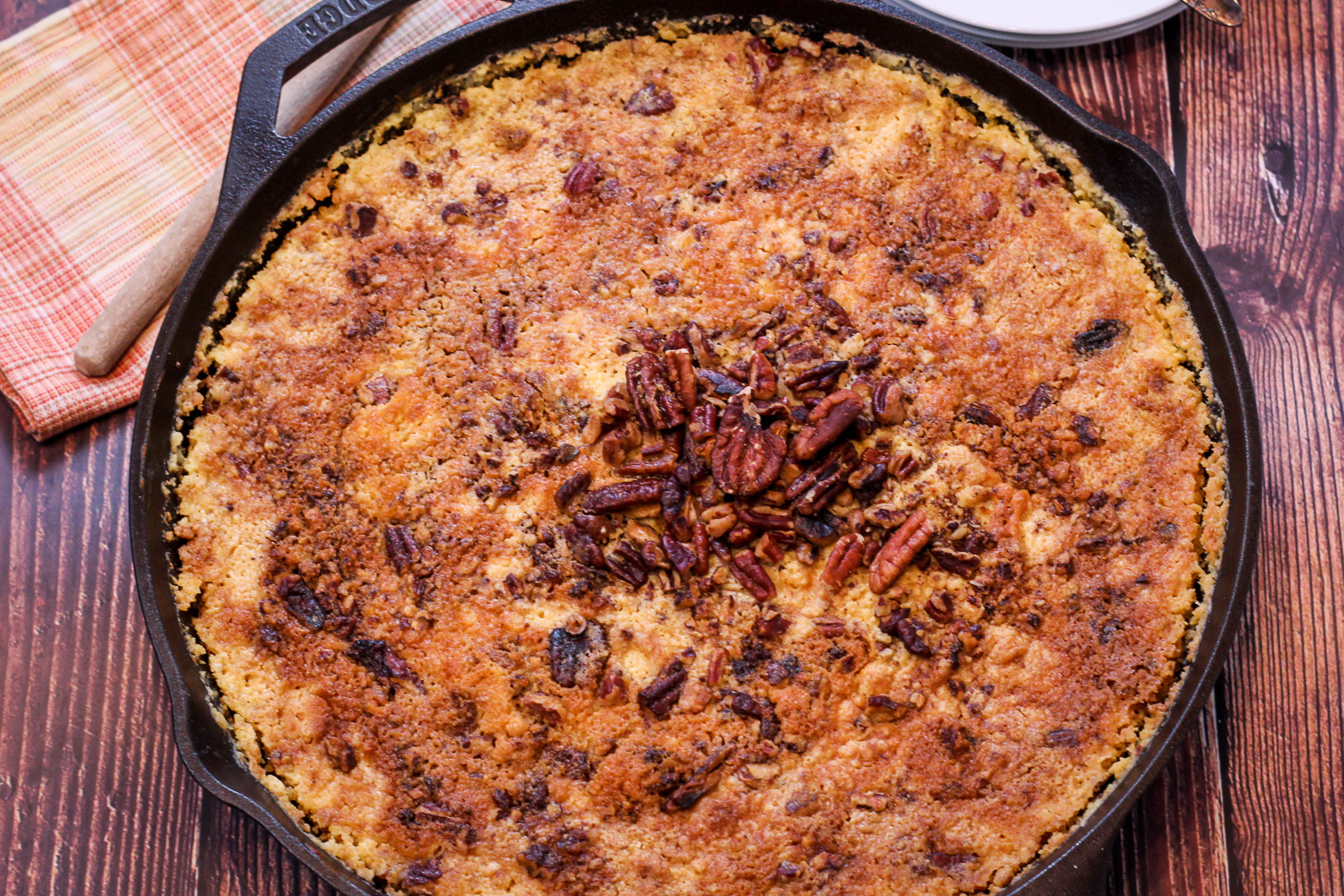 Skillet Pumpkin Dump Cake - Dutch Oven Daddy