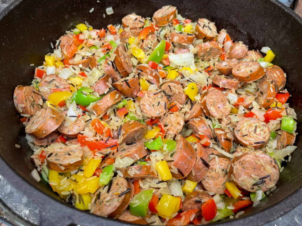 Rosemary Shrimp and Sausage Skillet - Dutch Oven Daddy - Cast Iron Living