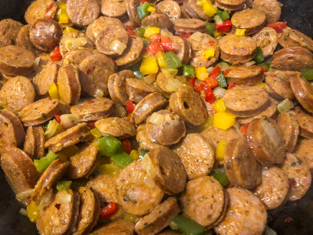 Rosemary Shrimp and Sausage Skillet - Dutch Oven Daddy - Cast Iron Living