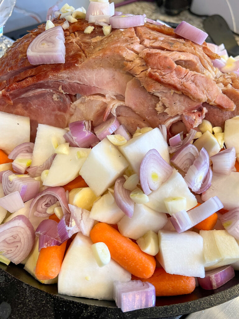 Maple Mustard Glazed Dutch Oven Ham