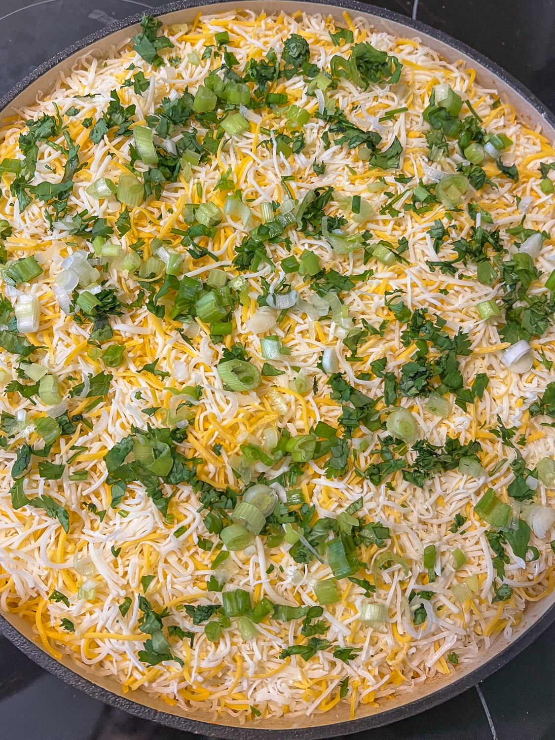 Freshly chopped cilantro and green onions sprinkled on the top.