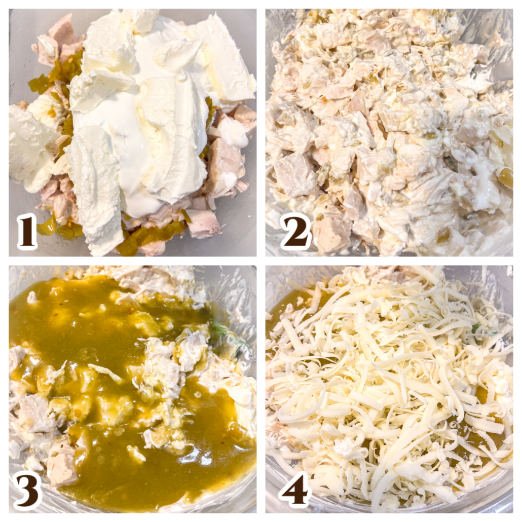 Collage image of photographs of the first 4 steps to making this recipe.