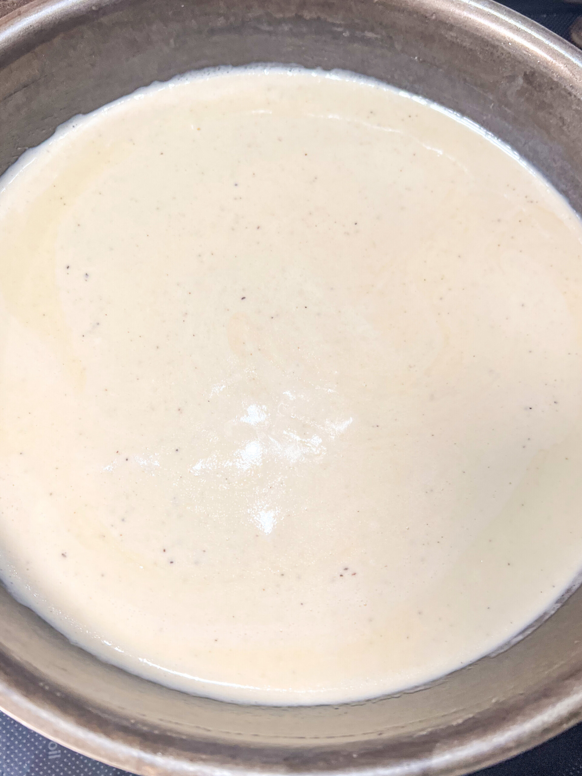 Now made, homemade creamy alfredo is ready to be served.
