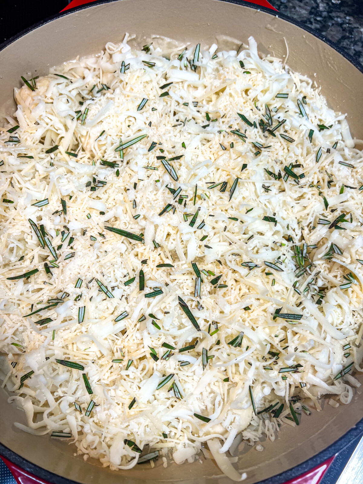 Cheesy Alfredo Pull Aparts with the rosemary added on top.