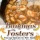 Recipe collage with text and banana graphics.