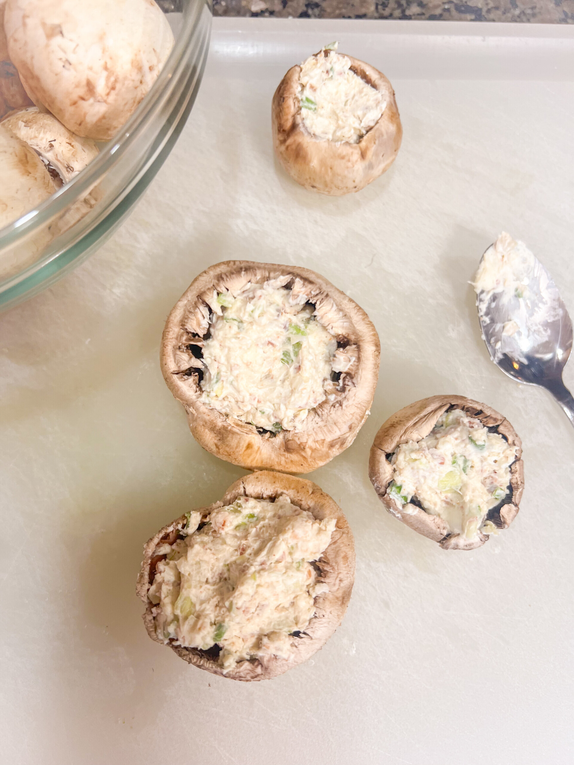 Mushrooms filled with the cream cheese filling. 