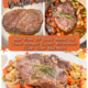 Ingredient collage in text with three images of the pot roast.