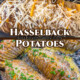 Social media pictures of potatoes sliced thinly topped with cheese and chives.