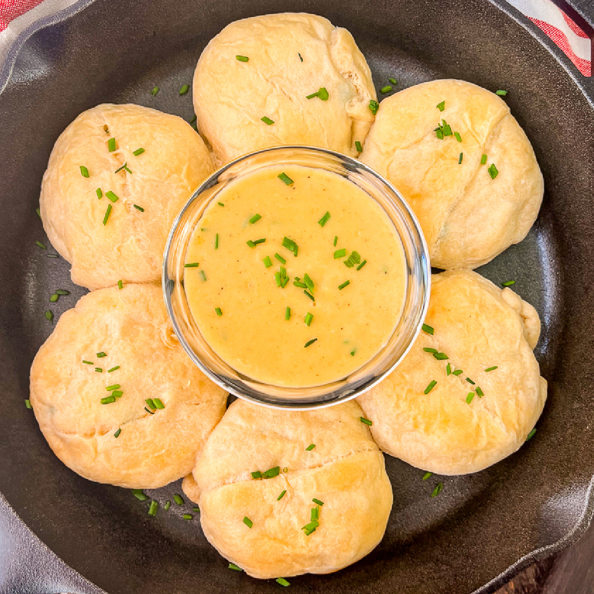 Chicken pillows filled with cream cheese and wrapped in crescent rolls.