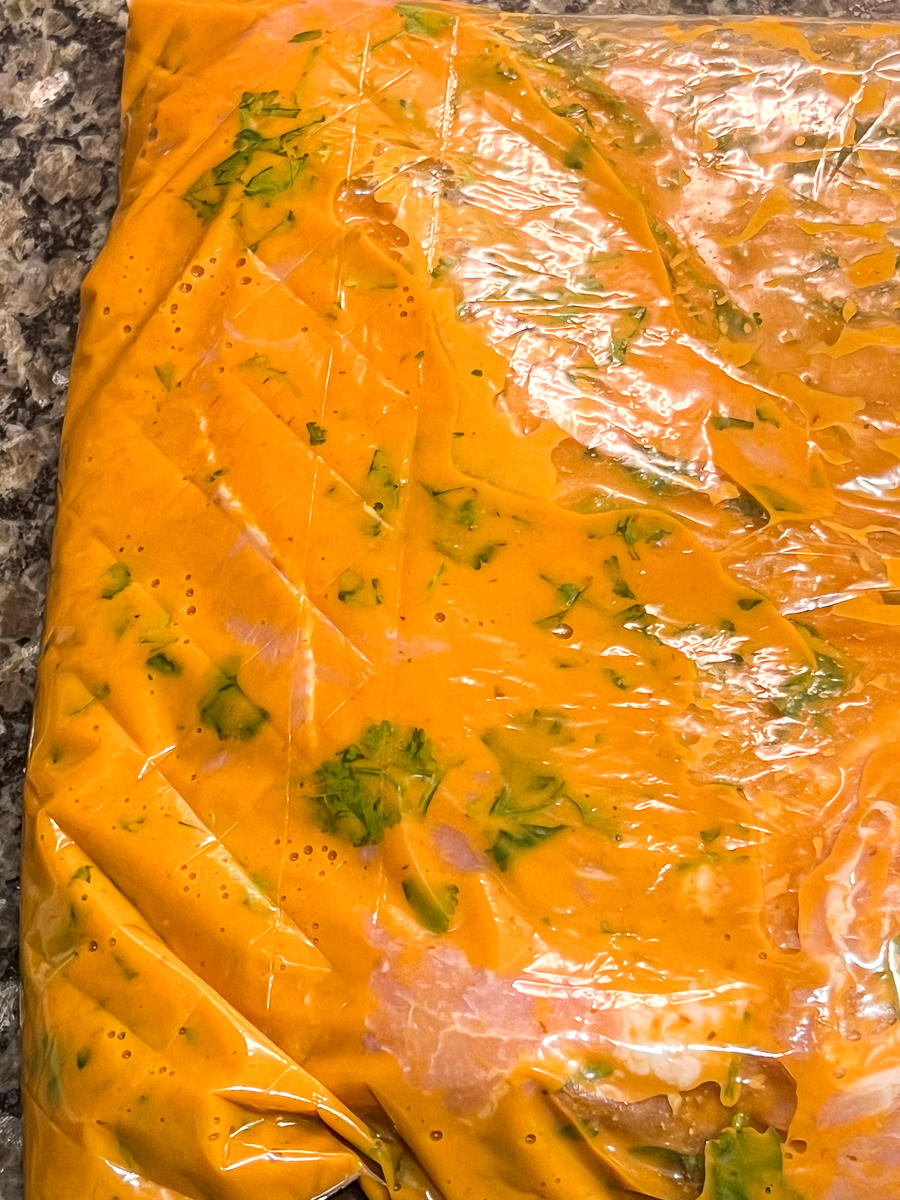The pork in the orange chipotle marinade.