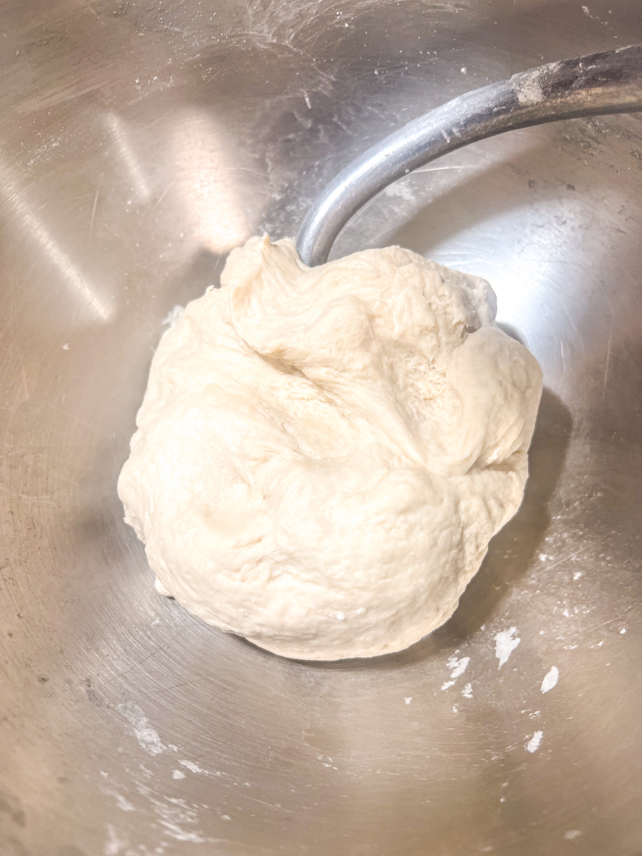 Dough ball in a mixer.