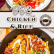 Dual image of BBQ chicken and rice for social media.