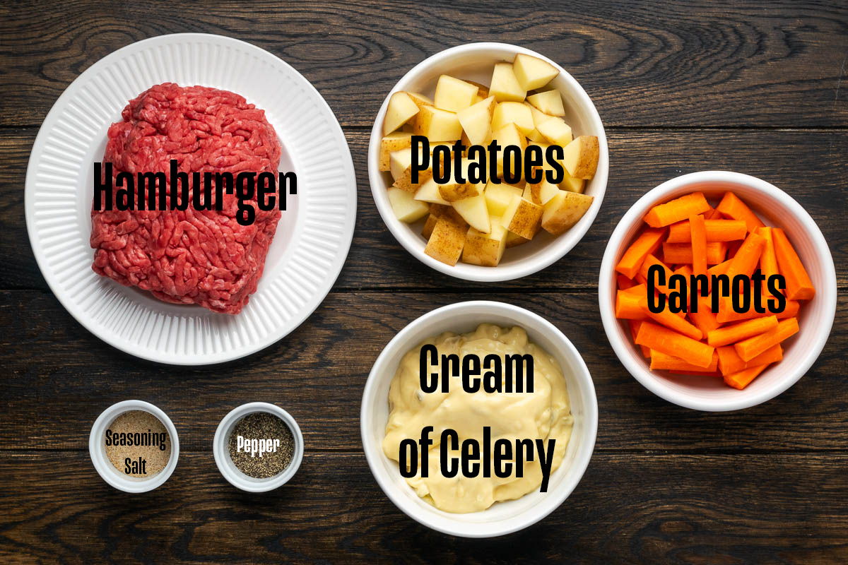 Ingredients to make a campfire dinner on the table. 