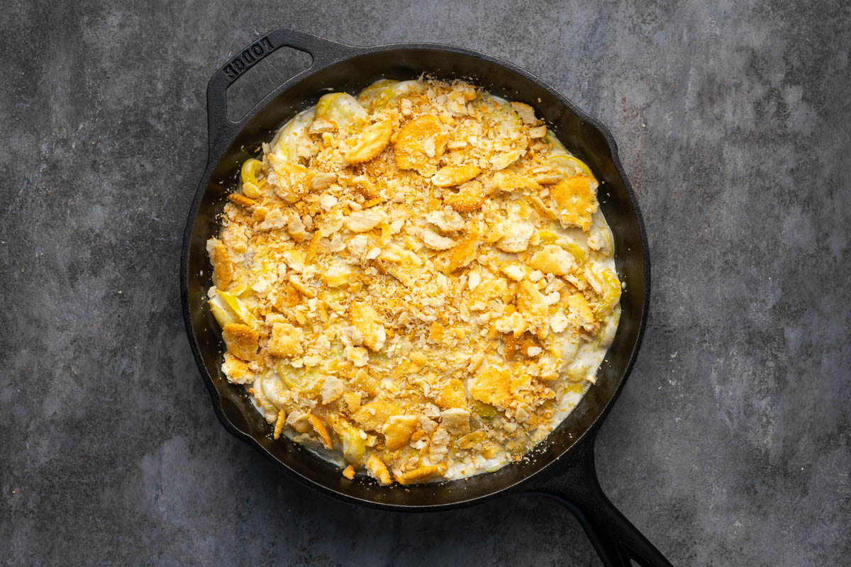 Ritz crackers added on top.