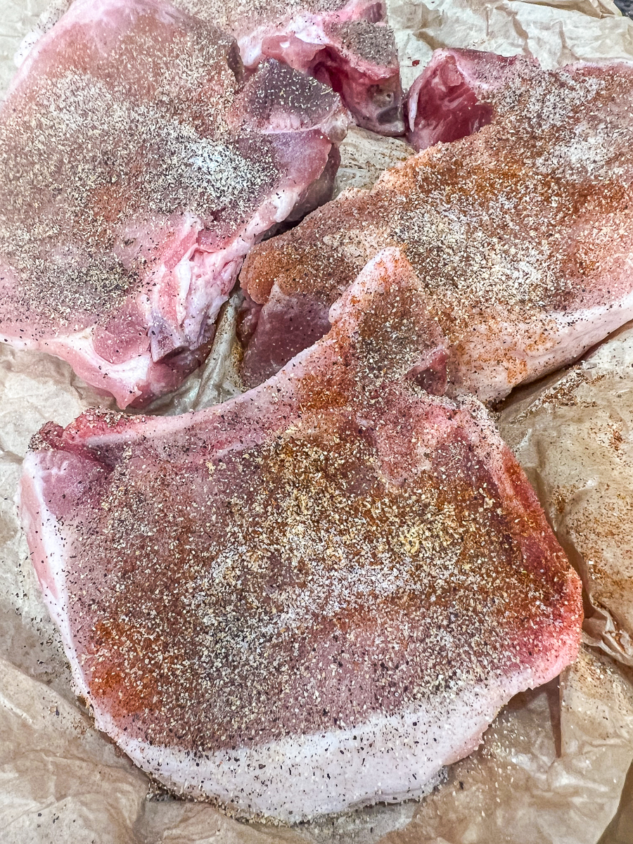 Seasoned pork chops.