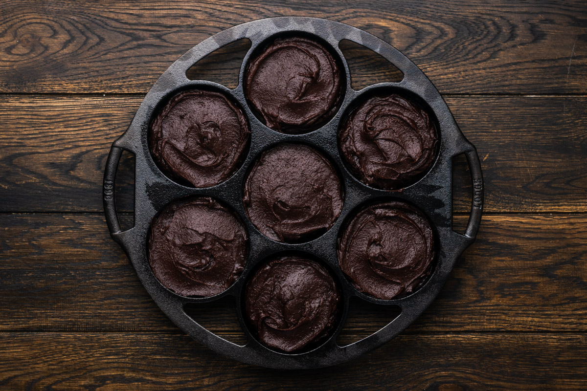 Lava cake baked until edges are set.