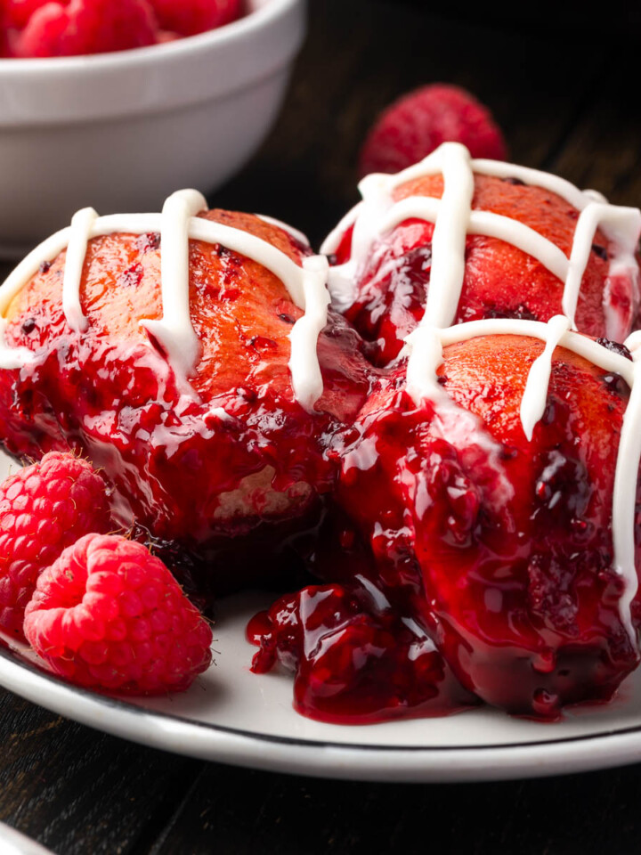 Raspberry bread on a plate.