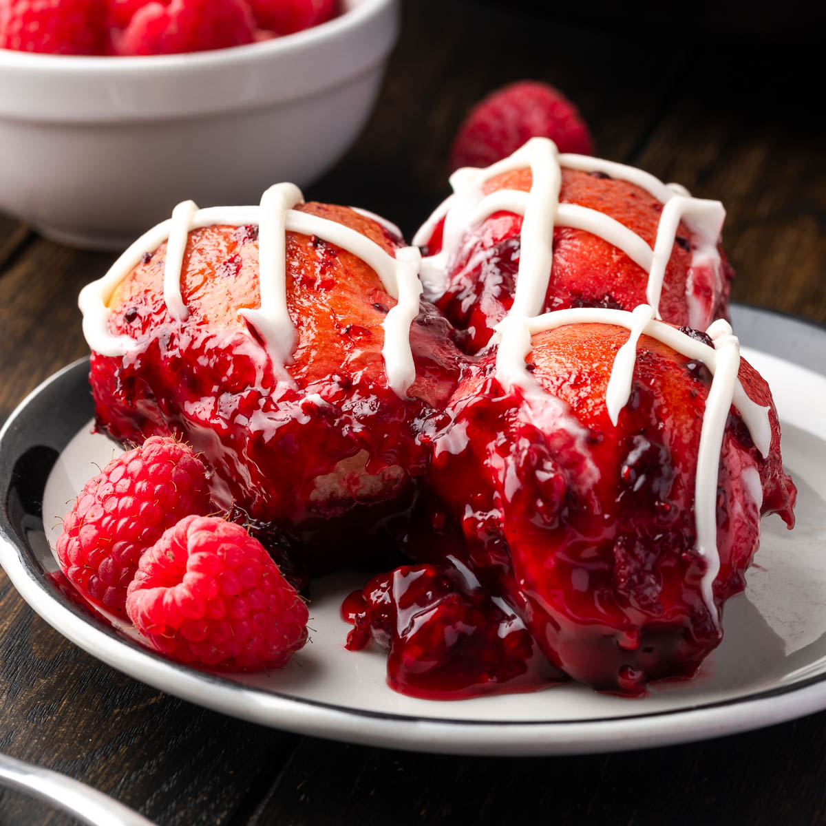 Raspberry bread on a plate.