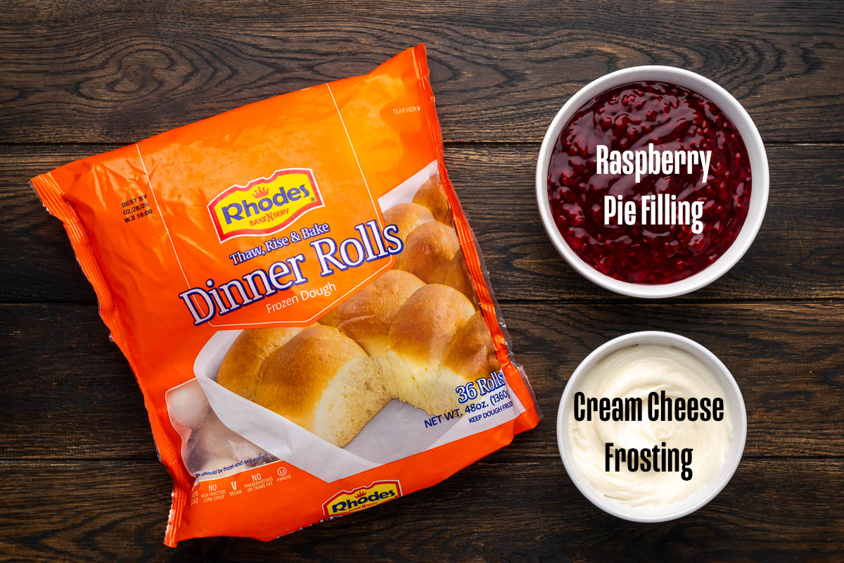 Ingredients to make this raspberry bread on a table.