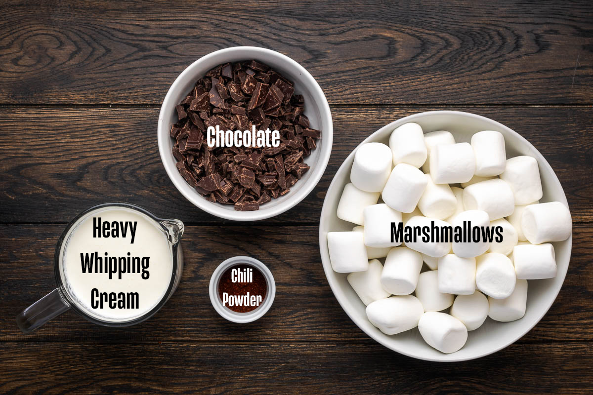 Ingredients to make baked s'mores dip in bowls.
