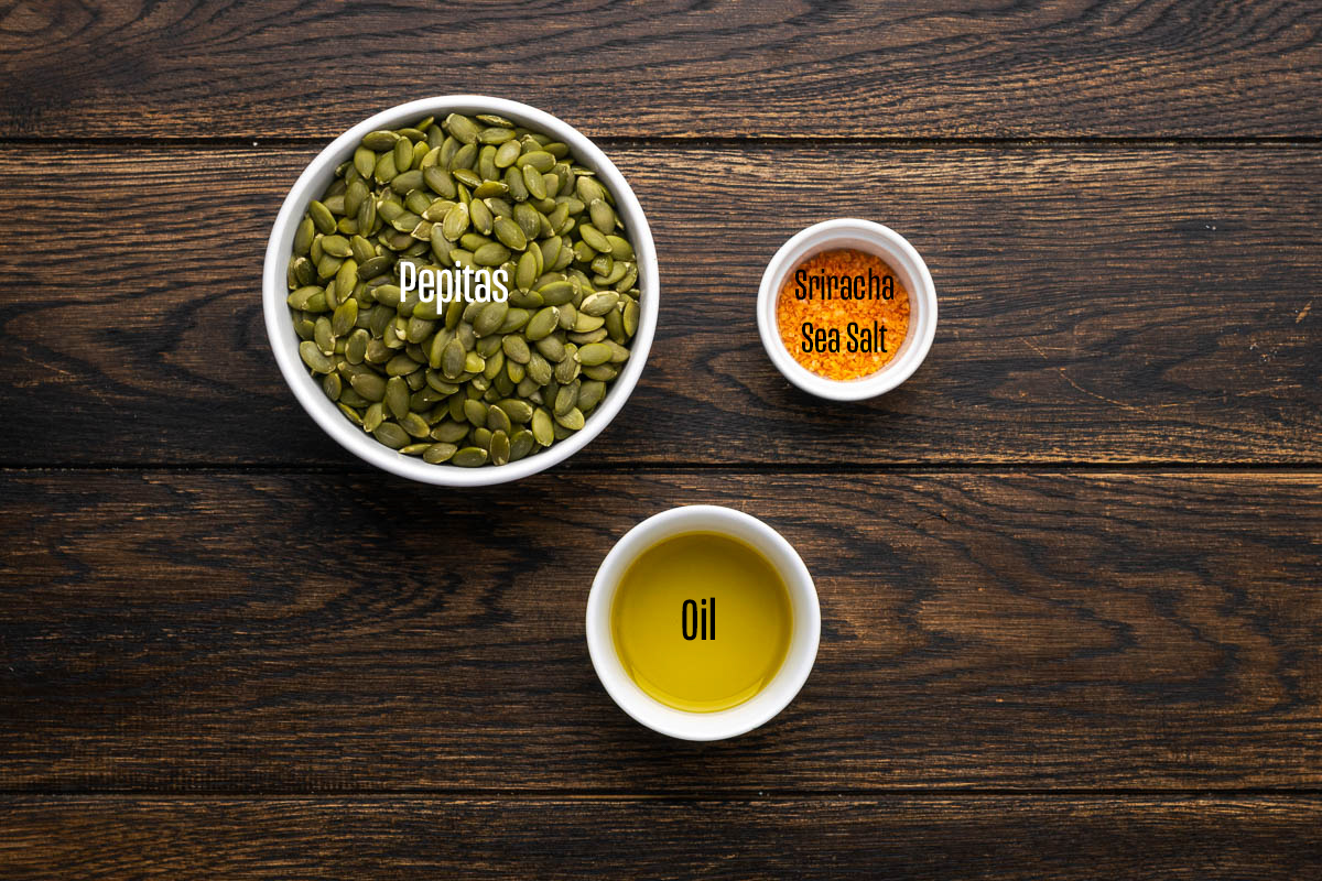 Ingredients to make spiced pepitas on the table.