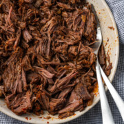 Beef barria in a dutch oven.
