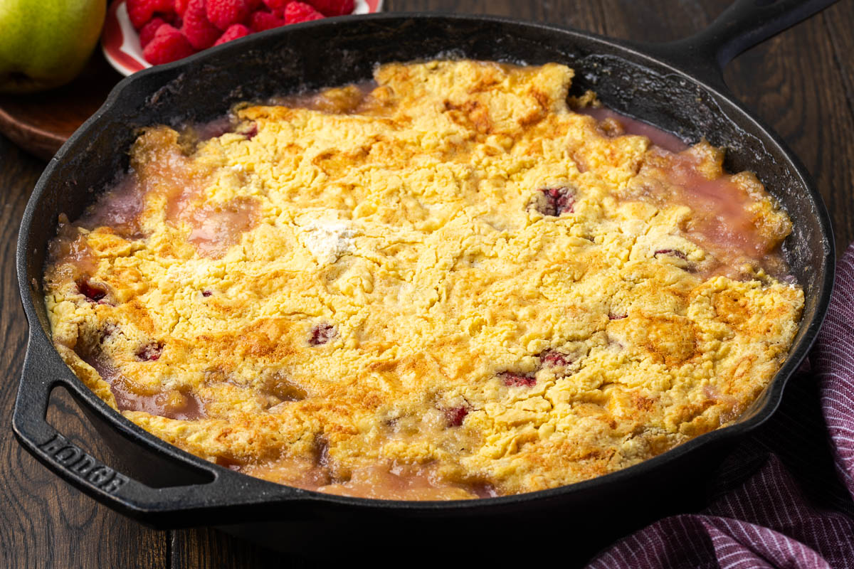 Dump cake cooked in the dutch oven.