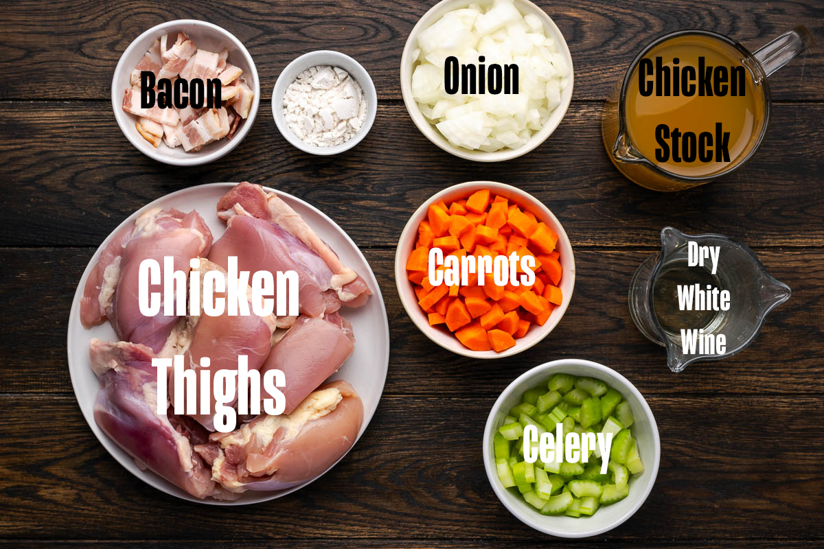 Ingredients to make this chicken on a table.