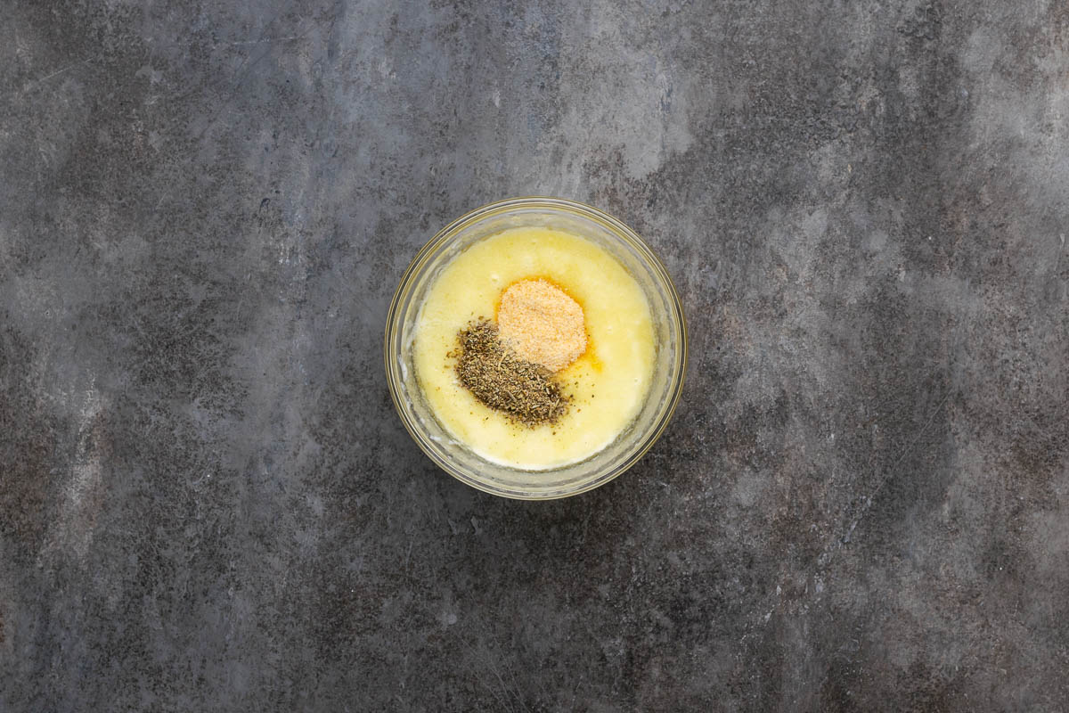 Ingredients to make the butter mixture in a small bowl.