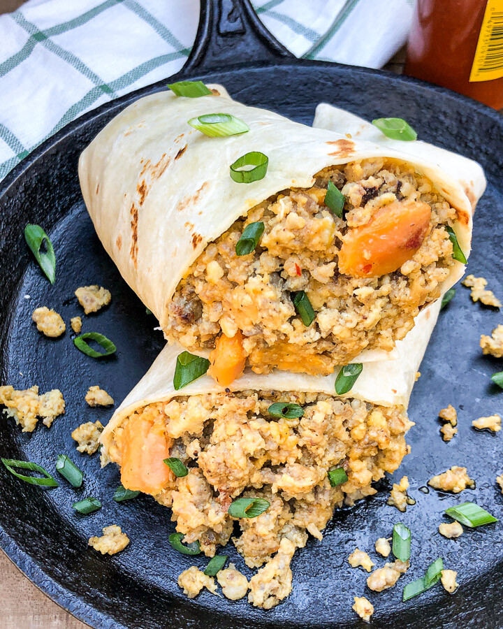 Dutch Oven Mountain Man Breakfast Burrito ready to eat.