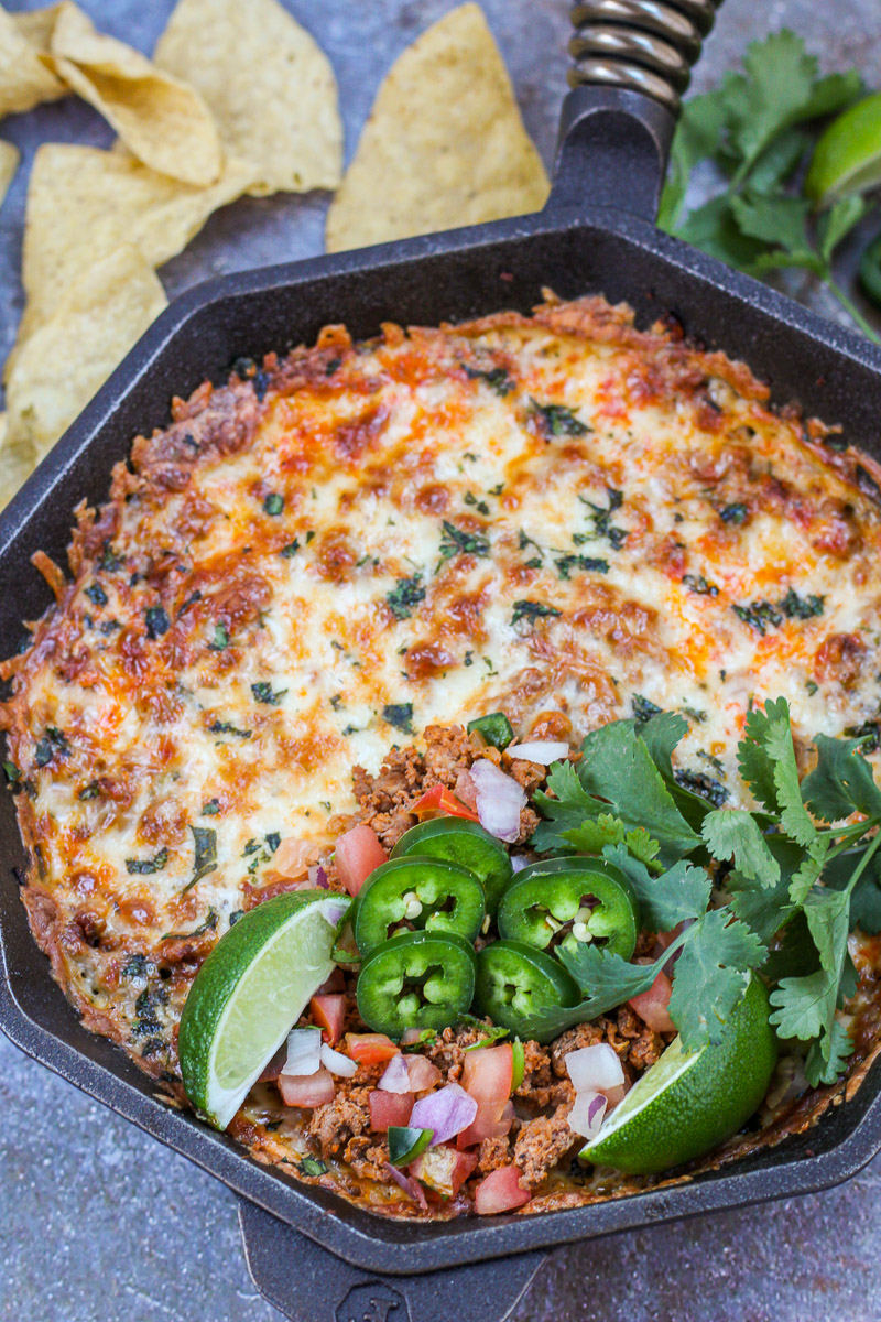Image of skillet chorizo cheese dip.