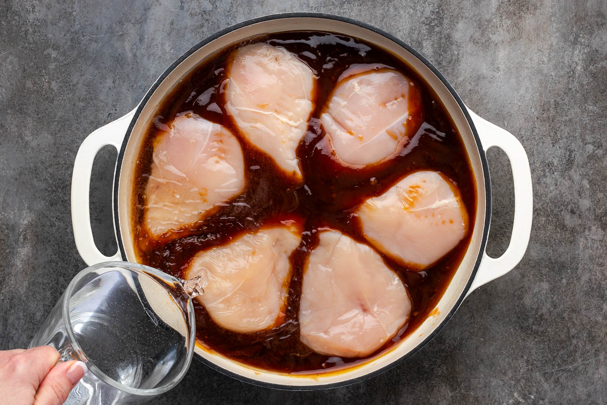 The lemon-lime soda poured over the chicken.
