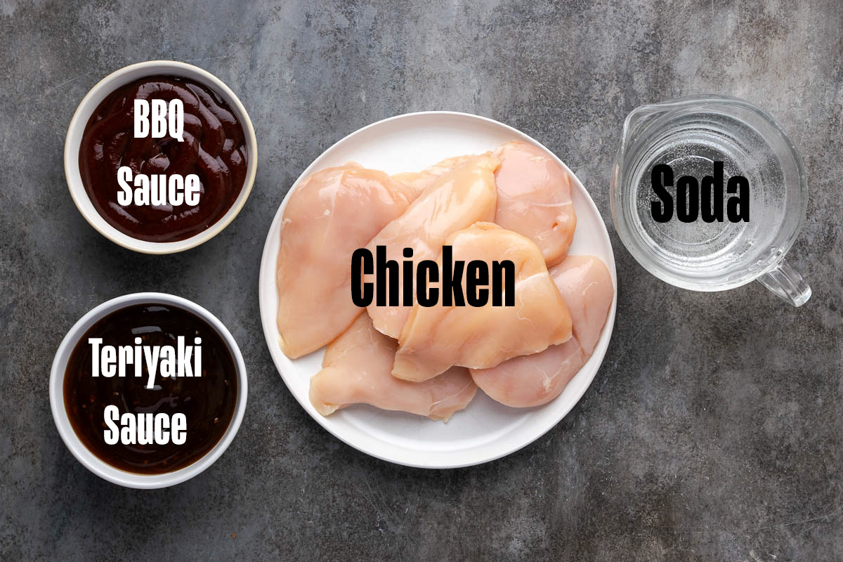 Ingredients to make this teriyaki BBQ chicken on a table.