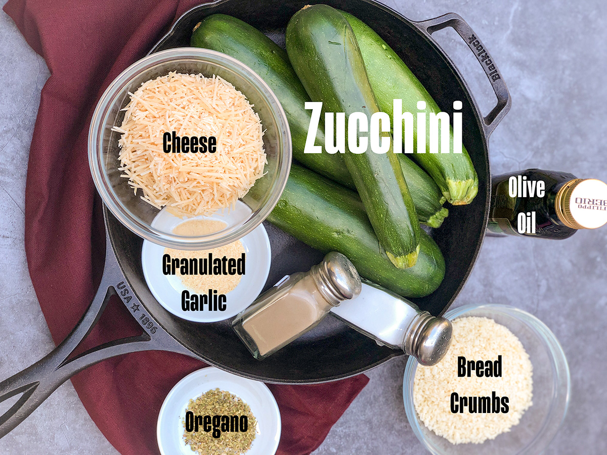 Ingredients for Parmesan Zucchini Chips.