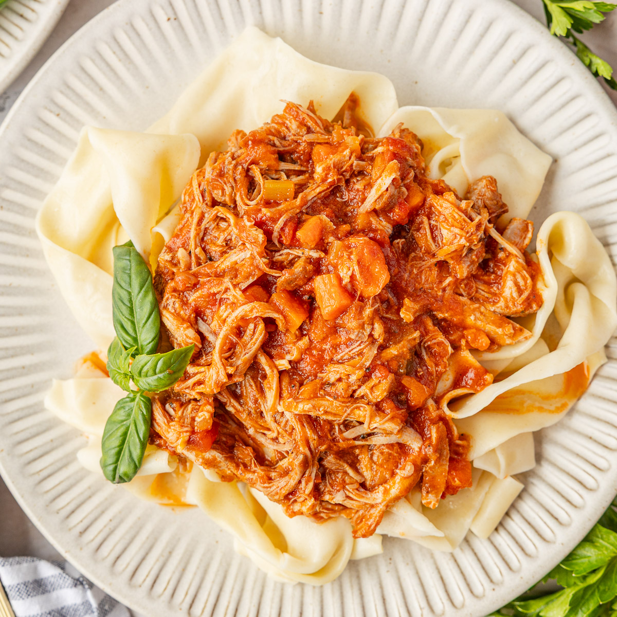Pork ragu over pasta.