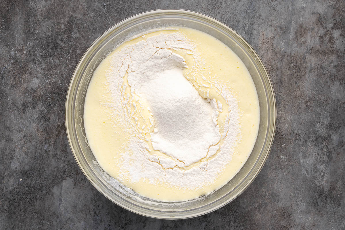 Sifted flour in a bowl.