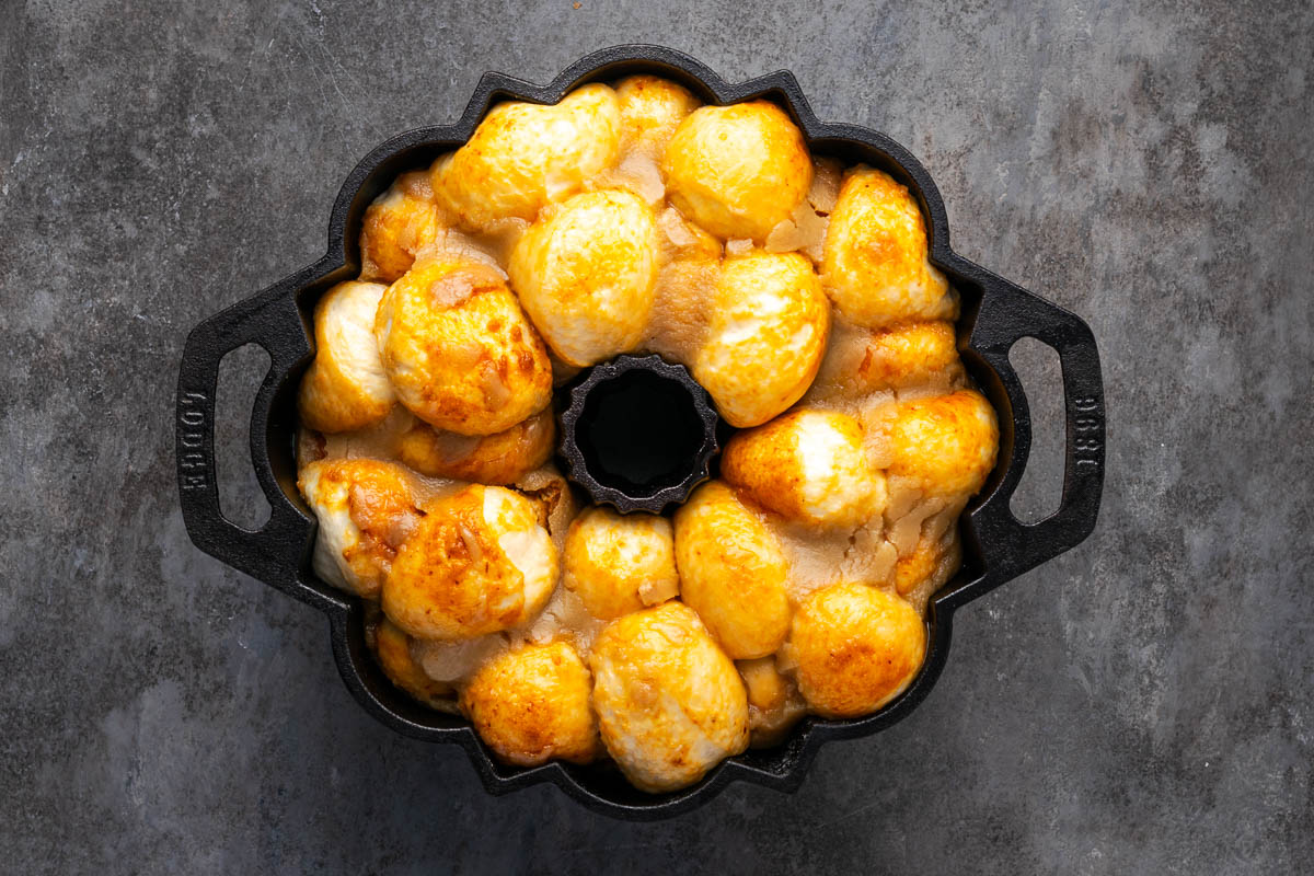 Dough rising in the bundt pan.
