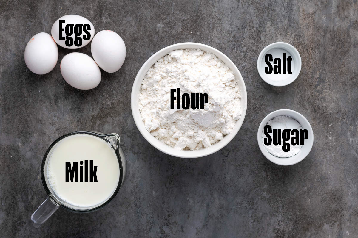 Ingredients to make these popovers on a table.