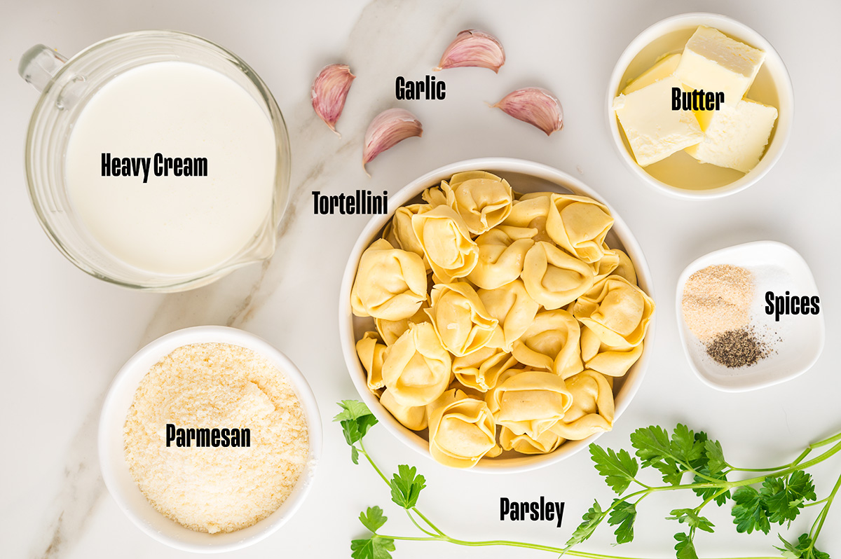 Ingredients for Alfredo Tortellini.