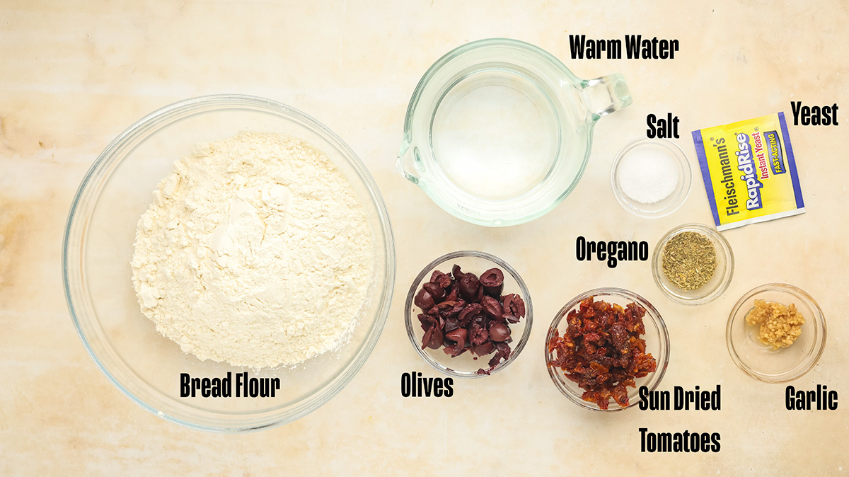 Ingredients for Artesian Italian Bread.