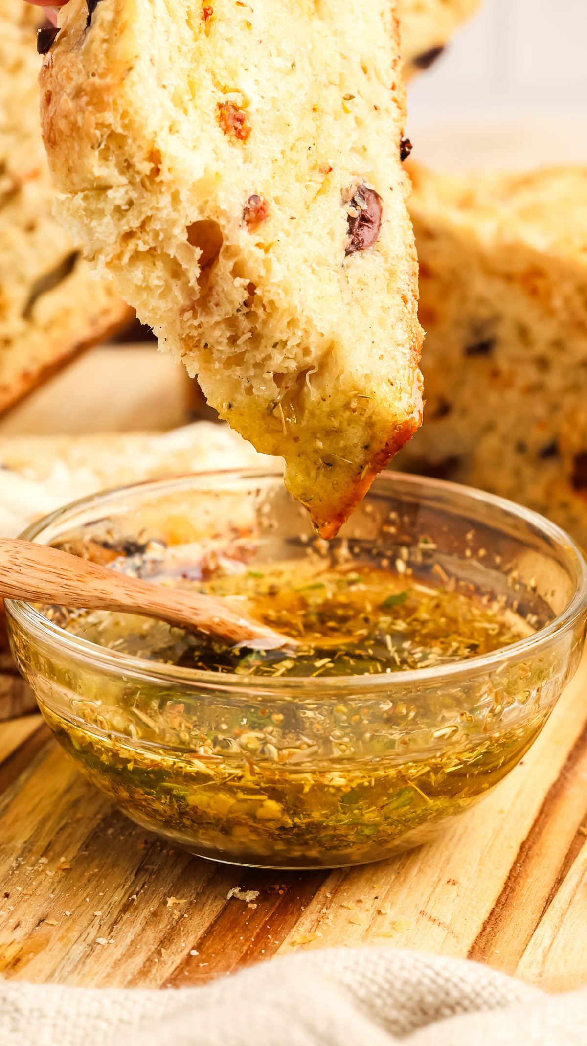 Dipping oil that has been mixed ready to be dipped.