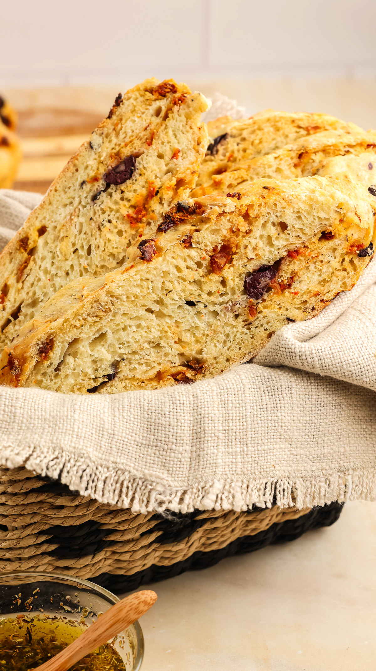 Artesian Italian Bread in a basket ready to be served.